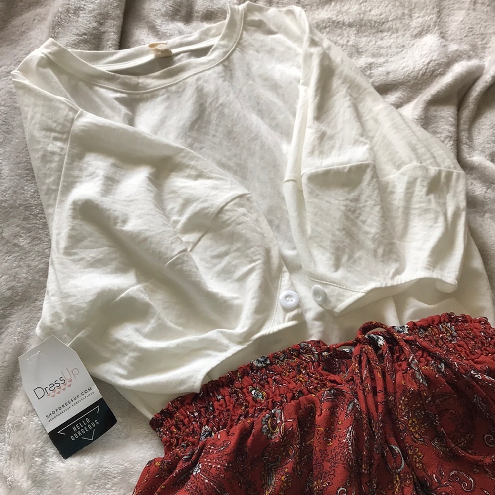 Brand New Ivory Balloon Sleeve Blouse